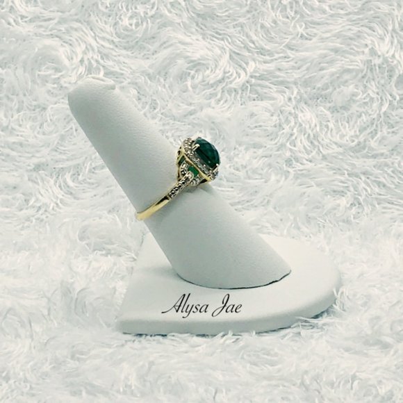 Emerald, White Topaz & Diamond Filigree Ring, 7 - Picture 3 of 13